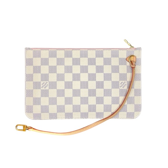 Louis Vuitton Damier Azur Neverfull MM Pouch, Rose Ballerine Pink Interior, COA - Picture 3 of 15